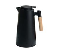 Pichet isotherme,ERYUE 1L Carafe à café thermique Double paroi cafetière sous vide Carafe thermique Thermos Pot avec manche en bois Bouilloire à eau Flacon isolé Carafe à thé gardant au chaud et au f