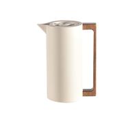 Pichet Isotherme Pot, Carafe à Café Thermique Acier Inoxydable, Avec Poignée En Bois Et Bouton-poussoir De Sécurité Simple, Pour La Maison, L'hôtel, Le Bureau (Beige,1.5L)