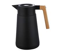 Pichet Isotherme Thermos Sous Vide Isolé, Acier Inoxydable, Grande Capacité, Avec Manche En Bois, Carafe à Café Thermique Pour Le Thé Café Chaud Et Froid, Pour Hôtel Bureau Domicile (Noir,2L)