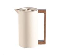 Pichet Isotherme Thermos Sous Vide Isolé, Carafe à Café Thermique Acier Inoxydable, Avec Manche En Bois Et Bouton Poussoir De Sécurité, Pour La Maison, Hôtel, Bureau (Beige,1000ml)
