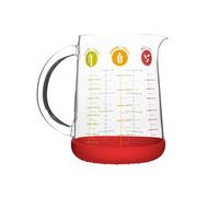 Pebbly Pichet doseur PKM-1000R en verre borosilicate transparent avec silicone rouge 1 L
