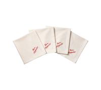 Pick a Poppy Quote serviette en coton Red. lot de 4. 45x45 cm