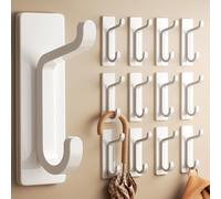 pickpiff Crochet Adhesif Mural, Porte Serviette Salle de Bain, Accroche Torchon Cuisine, Porte Manteau Adhésif, Attache Murale Sans Percer, Etanche, Antirouille, Blanc, 12 Pièces