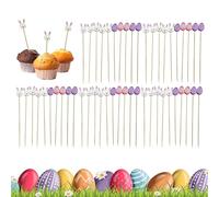 Pics à cocktail de Pâques - Bois standard 12 cm, taille 2 cm | -dents Bunny Party avec un design festif, décoration alimentaire, facilité de service de fête | Bâtons de décoration de nourriture de