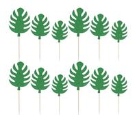 Pics à Gâteaux de Fête été 30pcs en Papier Vert Monstera Leaf