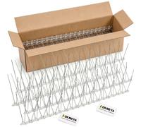 Pics à picots anti-oiseaux - Dissuasifs pour pigeons - Coffret de 10 pièces - 4 rangées - Acier inoxydable - Base flexible et résistante aux UV - Pour une utilisation en extérieur