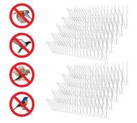 Pics à pointes anti-oiseaux - Dissuasifs pour oiseaux, pigeons et écureuils - Paquet de 10 - Longueur de 50 cm - Piquets en acier inoxydable 304 - Base en plastique - Pour toits, clôtures et balcons