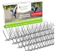 Pics anti-oiseaux 3M inox, anti-pigeons pour balcon et toit, pose facile | Pics anti-oiseaux inox 3M, répulsif durable pour pigeons, mouettes, corbeaux et pics, faciles à poser et retirer