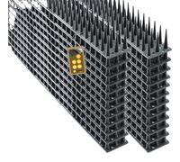 Pics anti-oiseaux, longueur 12,24 mètres, configuration à trois rangées, en plastique, installation à l'aide de colle ou de vis, efficaces contre les pigeons et les étourneaux