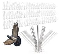 Pics anti-pigeons répulsifs - Inox - 10 pièces - 32 cm - Transparent et argenté - Pour toiture, balcon et gouttière
