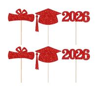 Pics de remise de diplôme - Décorations de bouquets et de gâteaux, accessoires de centre de table de fête de remise de diplôme 2026 avec étoile pailletée, fonction de design facile à insérer, idéal
