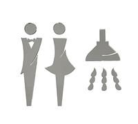 Pictogramme Douche. Douche Homme, Douche Femme. Plaque de porte douche 3D. Noir, Blanc, or ou argent - Plexi miroir argent -