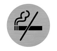 Pictogramme Interdiction de Fumer (Q0164) Diamètre 76 mm Adhésif Aspect Aluminium Brossé