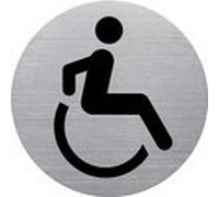 Pictogramme 'the badge' WC handicapés', rond, argent