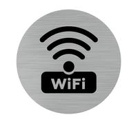 Pictogramme Wifi (Q0174) Diamètre 83 mm Adhésif Aspect Aluminium Brossé