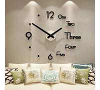 Picysa Autocollant D'Horloge Murale 3D, Horloge Décorative Moderne Bricolage pour la Décoration de la Maison, Grand Design Acrylique 27.55-47.24 Pouces (Noire)