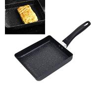 Picysa Mini Poêle à Frire Antiadhésive Noire, Portable, Rectangulaire, pour Omelette, œufs du Petit Déjeuner, 13x18cm