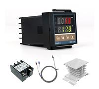 PID Contrôleur de Température Régulateurs REX-C100 0~1300 ℃ Thermostats Affichage Numérique avec K/PT100/E/J réglable Capteur, Relais à Semi-Conducteurs 40 1M Thermocouple K Kit, SSR Sortie