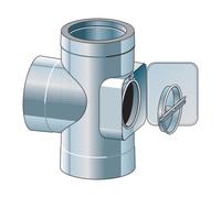 Pièce combinée raccord de combustion 90° avec nettoyage - double paroi - Raab DW-Alkon 150mm