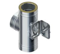 Pièce combinée raccord de combustion 90° avec nettoyage - double paroi - Raab DW-FU 180mm