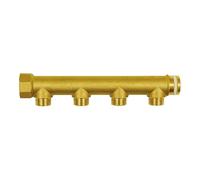 Pièce de distribution, 4 sorties, entrée 2 x 1 1/4 sans joint PTFE, sortie 4 x filetage extérieur 1/2, laiton