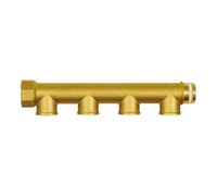 Pièce de distribution, 4 sorties, entrée 2 x 1 1/4 sans joint PTFE, sortie 4 x filetage intérieur 1/2, laiton