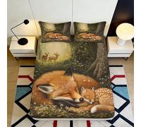 Pièce décorative Chambre forêt Renard Parure de lit, Microfiber Toucher dou, Anti-poussière, Cadeau Mariage, 3D Printed, Facile à enlever, Set literie étudiant 90x200x25cm