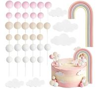 Pièces Arc en Ciel Gateau Kuchen Topper Cake Topper Nuage Macarons Décoration de Gâteau Balls Arc en Cie FIGURINE DECOR DE GATEAU