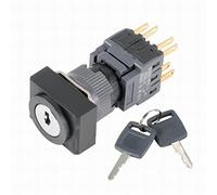 Pièces de rechange AC 250 V 5A Rectangle 16mm montage 3 positions verrouillage SPDT NO + NC sélecteur clé interrupteur de verrouillage avec 2 clés