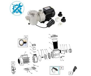 Pièces détachées pour pompe de filtration Poolmax Ubbink TP25/35/50 - Raccord cannelé ø 32mm noir + Joint + écrou pour TP25 et 35
