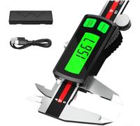 Pied à coulisse numérique rétroéclairé vert en acier inoxydable avec alimentation rechargeable pour mesurer la profondeur intérieure extérieure et les dimensions de marche avec précision (0-200 mm)