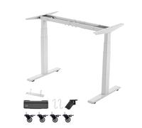 VEVOR Pied Bureau Assis Debout Double Moteur, Cadre Bureau Assis Debout Électrique Réglable en Hauteur 60-125 cm pour Maison et Poste de travail, avec 3 Mémoires, Longueur Extensible 100-180 cm, Blanc