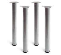 Pied Cylindrique De Table, Modèle 4406, En Acier Couleur Aluminium, ø60 X 710 Mm, 4 Unités