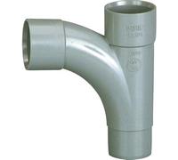 Pied de biche PVC gris 87°30 - Ø 32 mm - Double emboîture - Girpi