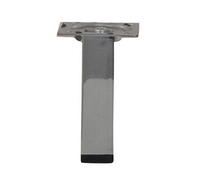 Pied de meuble carré fixe acier chromé gris, 10 cm