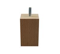 Pied De Meuble Carré Fixe Hêtre Brut Blanc/Beige, 8 Cm