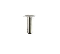 Pied de meuble cylindrique fixe acier brossé gris, 10 cm