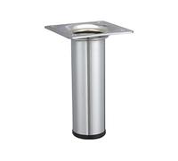 Pied de meuble cylindrique fixe acier chromé gris, 10 cm