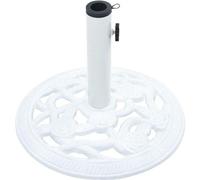 Pied de parasol - 9 kg - ø 40 cm - fonte - blanc - pied de parasol universel avec motif floral - compatible avec des diamètres de 35 mm, 38 mm et 48 mm