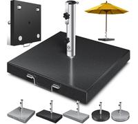 Pied de parasol en granit - KESSER - Anthracite - Rond - 30 kg - Ø45 cm - Hauteur totale 36 cm - Adaptateurs 38-48 mm