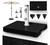 Pied de parasol en granit tillvex® avec poignée de transport, noir - 27 kg, rectangulaire | Pied de parasol avec tube en acier inoxydable | Pied de parasol de balcon pour mâts de 16 à 48 mm et parasol