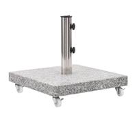 Pied de parasol - HELLOSHOP26 - Socle Granite 30 kg Carré Gris - Granit 30 kg - 45 x 45 x 5 cm - Roulettes verrouillables