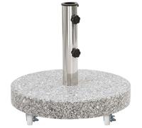 Pied de parasol - HELLOSHOP26 - Socle Granite 30 kg Rond Gris - Diam. 45 cm - Pour mâts 38-48 mm - 4 roulettes