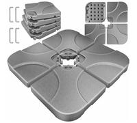 Pied de parasol modulable gris - KESSER - 4 parties - Remplissable eau ou sable - 60 litres - 80 kg - 50,8 x 50,8 x 7 cm