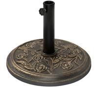 Pied de parasol - Outsunny - rond - 9 kg - motif roses - pour terrasse piscine patio jardin - en résine - Ø 45,5 x 31 cm - bronze