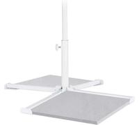 Pied de parasol pliable en plastique, 20-35 mm, base en croix stable, àmanuelle, blanc