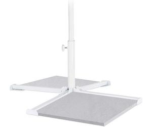 Pied de parasol pliable en plastique, 20-35 mm, base en croix stable, àmanuelle, blanc