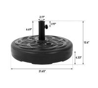 Pied de Parasol Rond à Remplir d’Eau ou de Sable - TCQPZ - avec Double Serrage en PEHD Noir 55 × 55 × 32 cm