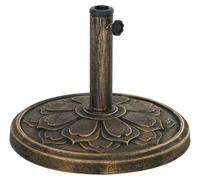 Pied de parasol - Socle de parasol - Modèle rond - Remplissage de 12 kg de ciment - Pour l'extérieur - Montage requis - Marron
