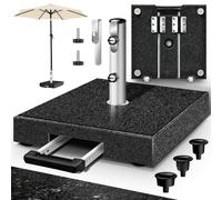 Pied de parasol Tillvex® Granit avec roulettes et poignée de transport, couleur anthracite - 27 kg, forme angulaire avec poignée de transport | Pied de parasol avec tube en acier inoxydable | Pied de